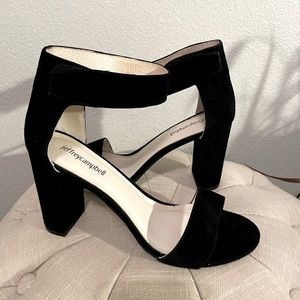 Jeffrey Campbell Lindsay ankle strap in black suede. Size 8.5